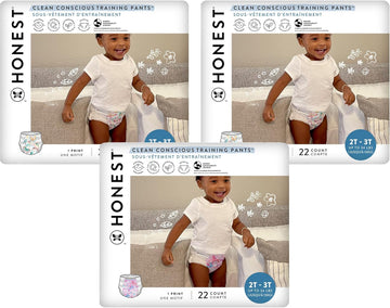 The Honest Company Clean Conscious Training Pants | Plant-Based, Sustainable Diapers | Magical Moments + Butterfly Kisses | Size 2T/3T (Up To 34 Lbs), 66 Count