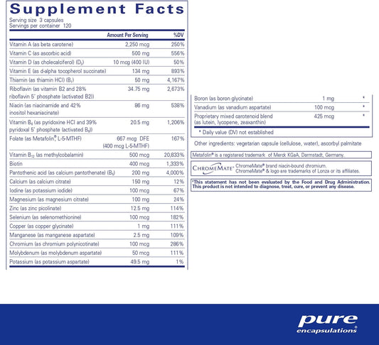 Pure Encapsulations Nutrient 950 Without Iron | Supplement To Support Cardiovascular, Immune, And Cellular Health, Bones, Hormone Metabolism, And Carbohydrate Utilization* | 360 Capsules