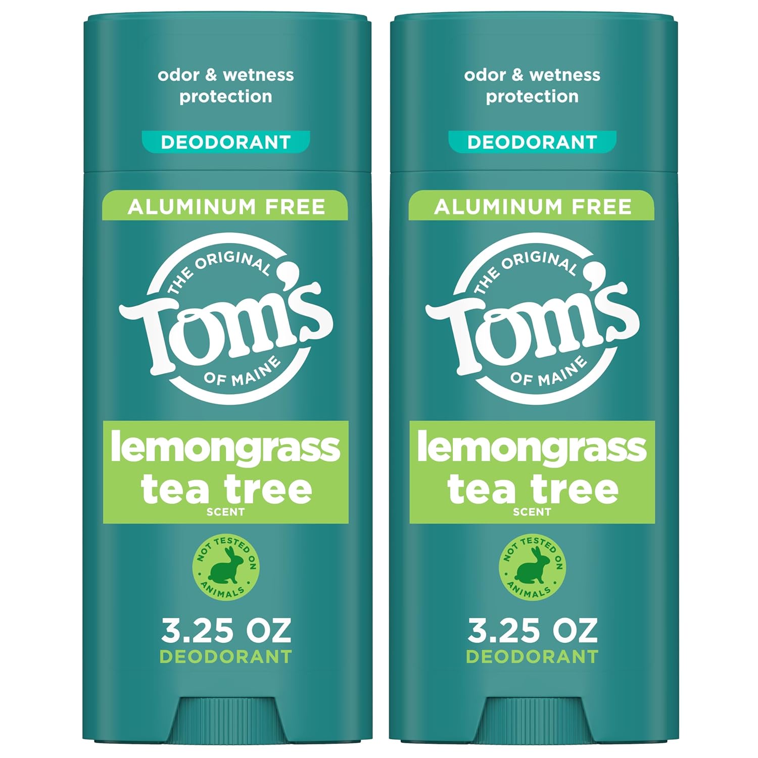 Tom’S Of Maine Lemongrass Tea Tree Natural Deodorant For Men And Women, Aluminum Free, 3.25 Oz, 2-Pack