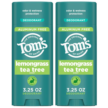 Tom’S Of Maine Lemongrass Tea Tree Natural Deodorant For Men And Women, Aluminum Free, 3.25 Oz, 2-Pack