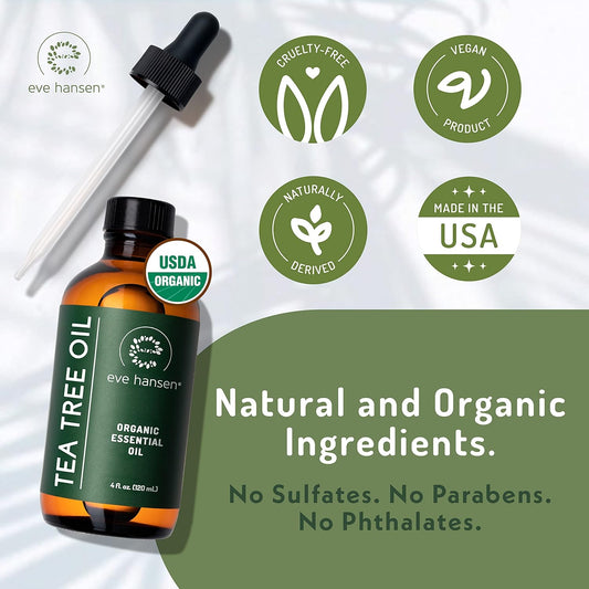 Eve Hansen Organic Tea Tree Oil & Eucalyptus Essential Oil Set | Usda Certified Eucalyptus Oil & Melaleuca Alternifolia Tea Tree Essential Oil For Skin, Aromatherapy Or Sauna Essential Oil (2X 4 Oz.)