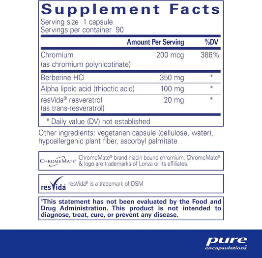 Pure Encapsulations Metabolic Xtra | Supplement to Support Insulin Receptor Function, Glucose Metabolism, and Homeostasis* | 90 Capsules