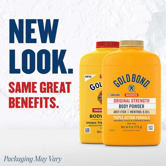 Gold Bond Medicated Original Strength Body Powder, 4 Oz., Talc-Free, Anti-Itch, Absorbs & Cools