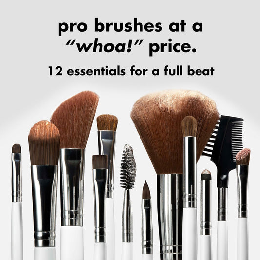 E.L.F. Professional Set Of 12 Brushes, Soft, Synthetic, Durable, Versatile, Dense, Flawless Finish, Blends, Highlights, Contours, Shades, Sculpts, Defines, Includes Brushes To Meet All Your Needs