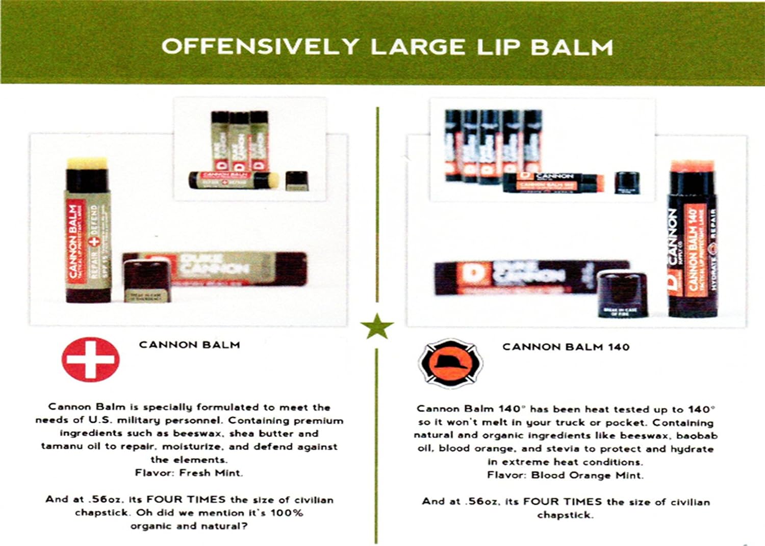 Duke Cannon Cannon Lip Balm 140° & Tactical Lip Protectant Bundle - SPF 30 & SPF 15, Blood Orange Mint & Fresh Mint Flavors, 2 Pack : Beauty & Personal Care