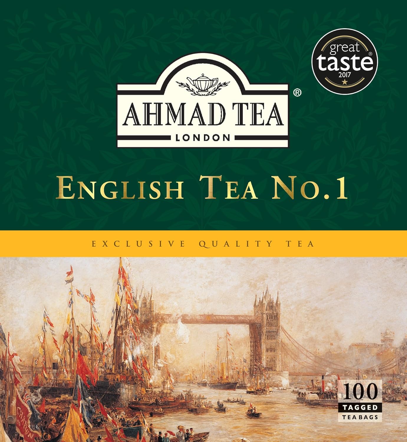 Ahmad Tea Black Tea, English Tea No.1 Teabags, 100 Ct - Caffeinated & Sugar-Free