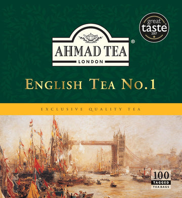 Ahmad Tea Black Tea, English Tea No.1 Teabags, 100 Ct - Caffeinated & Sugar-Free