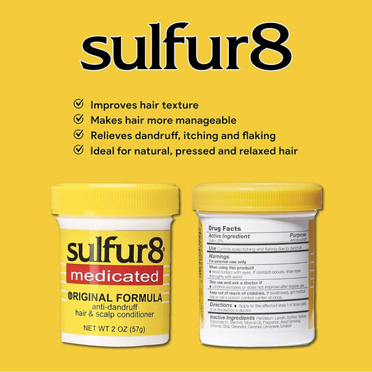 Sulfur 8 Medicated Anti-Dandruff Hair And Scalp Conditioner Original Formula, 7.25 Oz