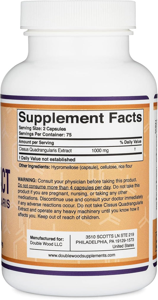 Cissus Quadrangularis Super Extract, 150 Capsules (Non-Gmo, Gluten Free) Dietary Supplement For Joint And Tendon Health, 1000Mg Serving Size