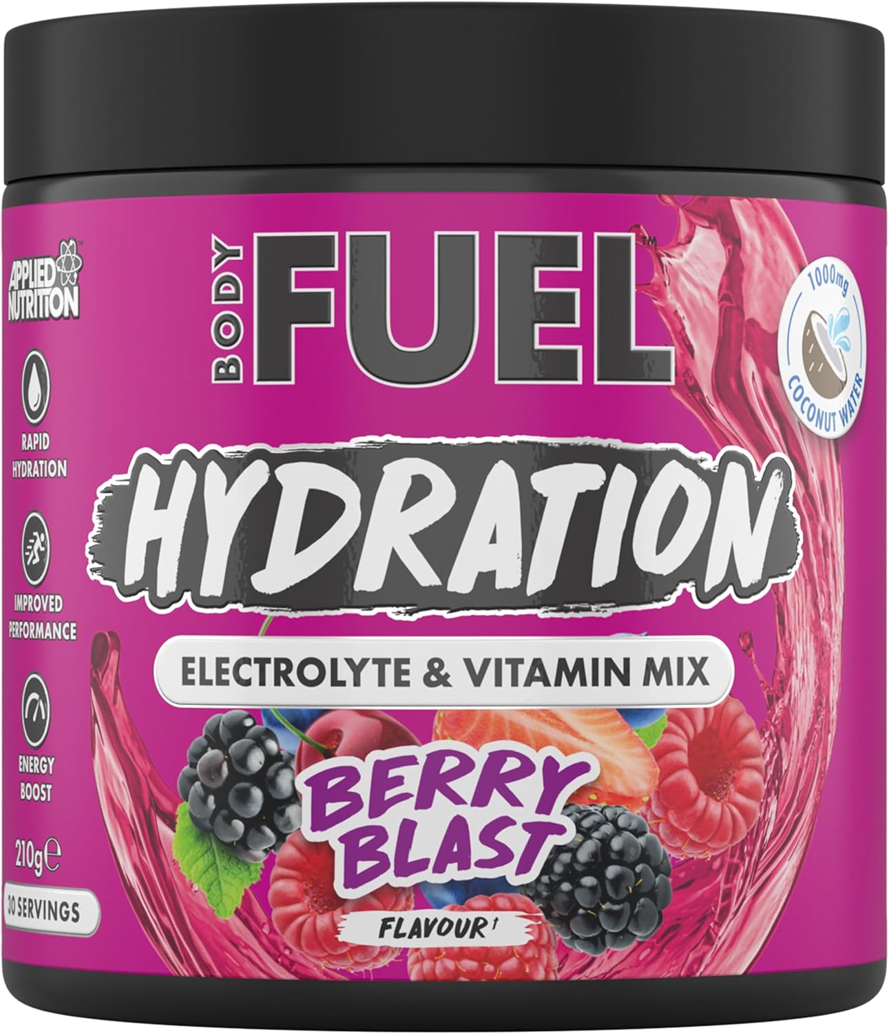 Bodyfuel Hydration Electrolyte & Vitamin Powder - Natural Energy & Reduces Tiredness & Optimise Hydration (210G - 30 Servings)(Lemon & Lime)