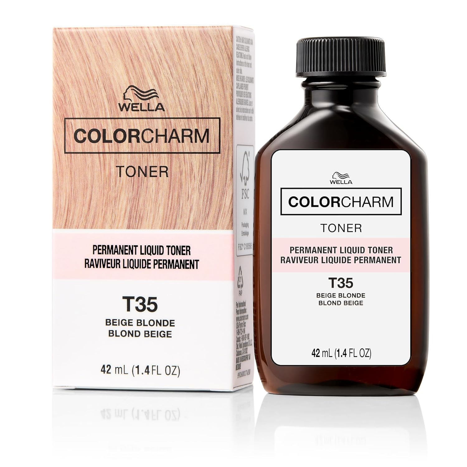 Colorcharm Permanent Liquid Toners| Neutralize Brass| Free Of Parabens| Vegan| T35 Beige Blonde| 1.4 Fl Oz