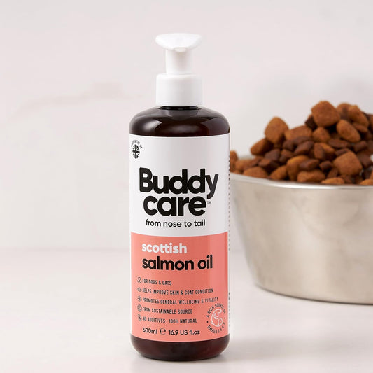 Buddycare Salmon Oil - 500ml - Natural Supplement for Dogs & Cats - Rich in Omega-3 Fatty Acids for a Healthy Coat and Skin?B33