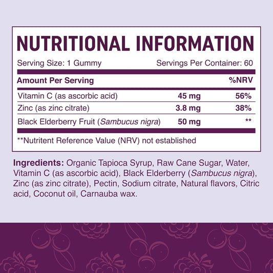 MAV NUTRITION Elderberry Gummies for Kids 150mg with Vitamin C & Zinc for Healthy Immune Support | Designed for Ultimate Health & Wellness, NO Gluten, Non-GMO, Natural Flavors, 60 Gummies