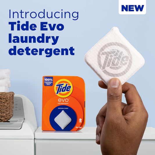 Tide Evo Laundry Detergent Tiles, 44 Count, Original Scent, Concentrated He Compatible Clean And Instant Dissolve