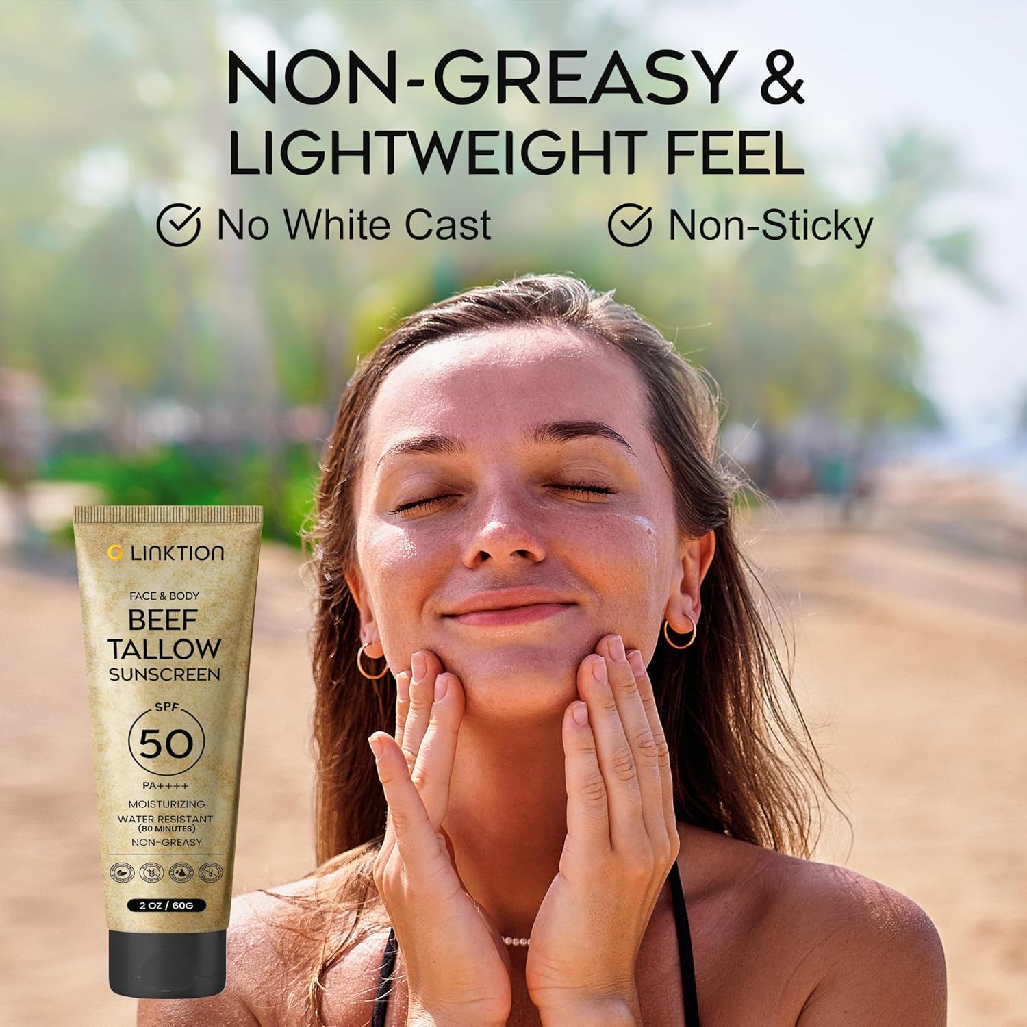 Beef Tallow Sunscreen For Face Body: Spf 50 Non Toxic Zinc Oxide Sunblock, Non-Greasy Fragrance-Free Formula All Skin Types 2 Oz : Beauty & Personal Care