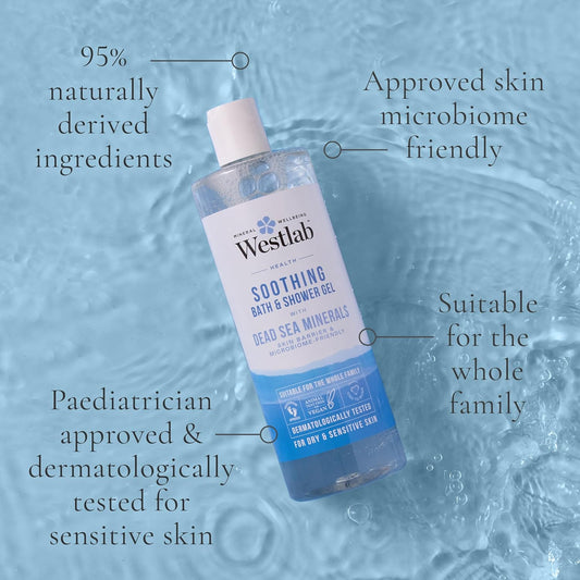 Westlab Dead Sea Salt Bath & Shower Gel 500Ml - 95% Naturally Derived Ingredients - For Dry & Sensitive Skin - Skin Barrier And Microbiome-Friendly