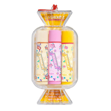 Lip Smacker Holiday Original & Best Flavored Lip Balm Candy Trio Cream Soda, Cotton Candy, Pink Lemonade