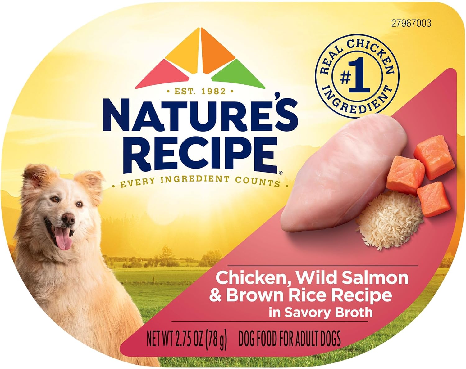 Nature'S Recipe Wet Dog Food, Chicken & Wild Salmon In Broth Recipe, 2.75 Ounce Cup (Pack Of 12)