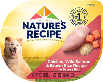 Nature'S Recipe Wet Dog Food, Chicken & Wild Salmon In Broth Recipe, 2.75 Ounce Cup (Pack Of 12)