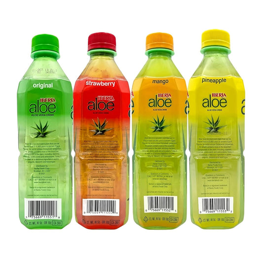 Iberia Aloe Vera Drink With Pure Aloe Pulp, Variety, (Pack Of 8) 2 X Original, 2 X Mango, 2 X Pineapple, 2 X Strawberry