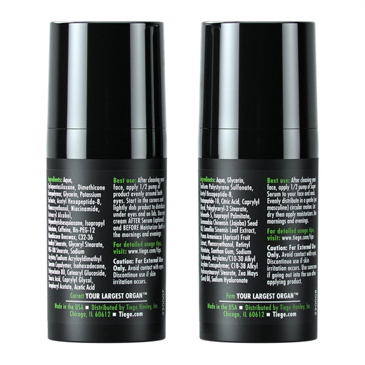 Tiege Hanley Morning And Night Facial Firming Serum (Super Serum) And Eye Cream (Eyes) For Men | Anti-Aging Pack | Sodium Hyaluronate And Retinyl Palmitate For Tighter, Smoother Skin | Caffeine To Fight Dark Circles | 0.5 Ounces Each