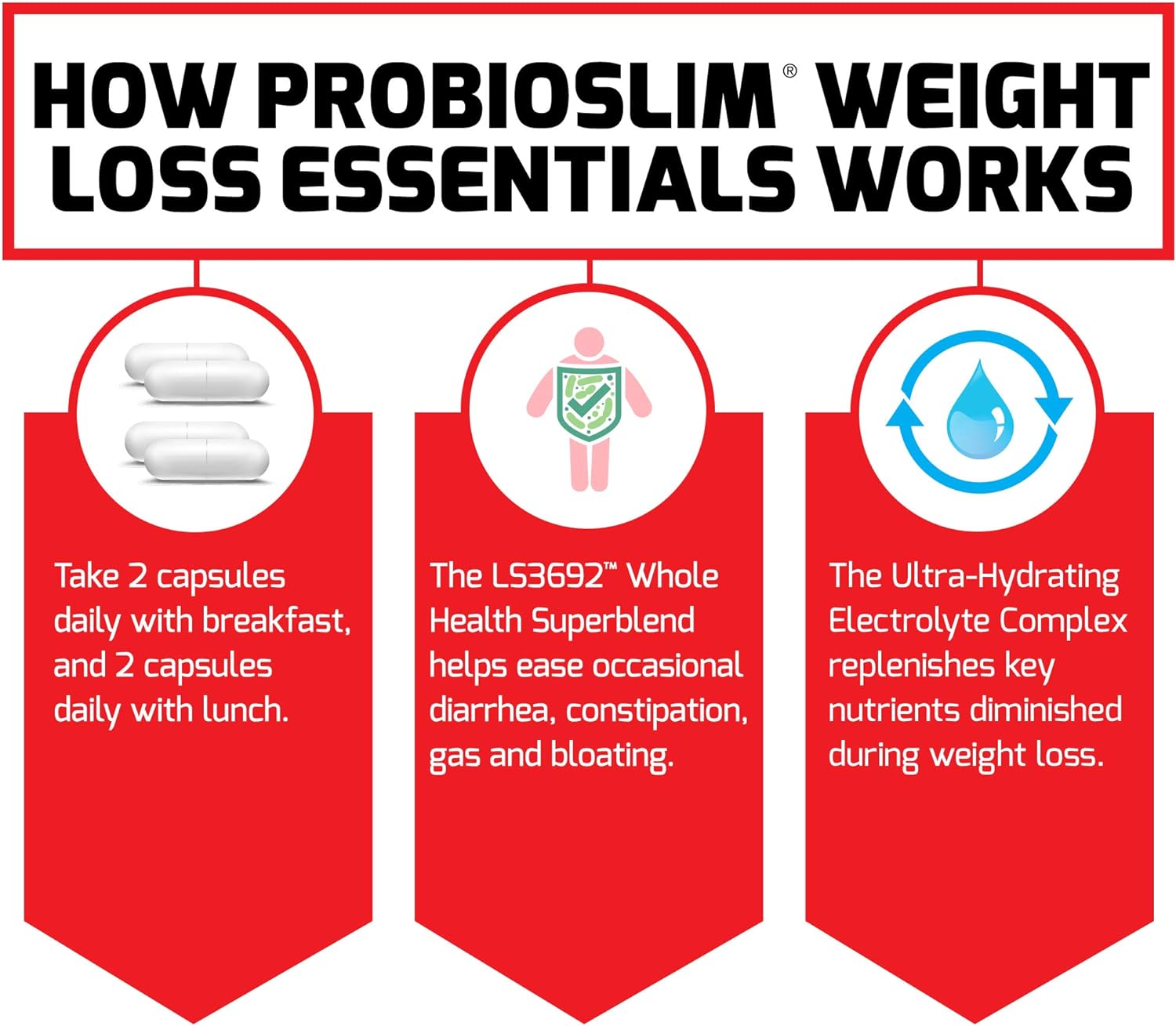 FORCE FACTOR ProbioSlim Weight Loss Essentials Complete Daily Digestive Health and Weight Loss Probiotic Supplement for Women and Men with Electrolytes and Green Tea Extract, 120 Capsules : Health & Household