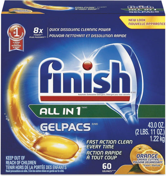Finish All In 1 Gelpacs Dishwasher Detergent, Orange 54 ea : Health & Household