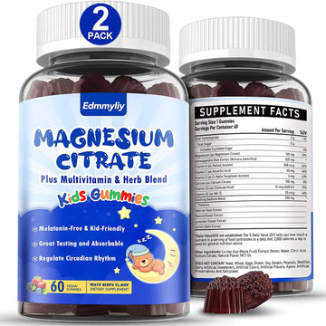 Magnesium Gummies For Kids 4+ - Sugar Free Magnesium Citrate Supplement With L-Theanine, Calcium And Vitamin A, C, D3 & K2 - Supports Zzz, Bone & Muscle