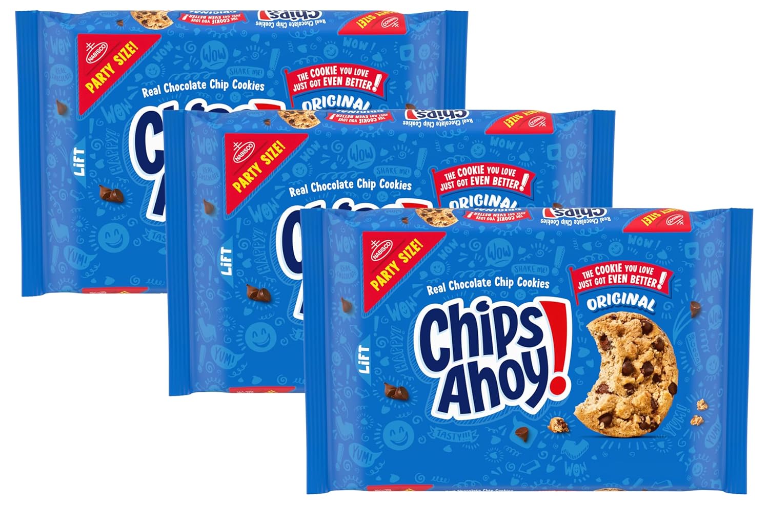 Chips Ahoy! Original Chocolate Chip Cookies, Party Size, 25.3 Oz (Pack Of 3)