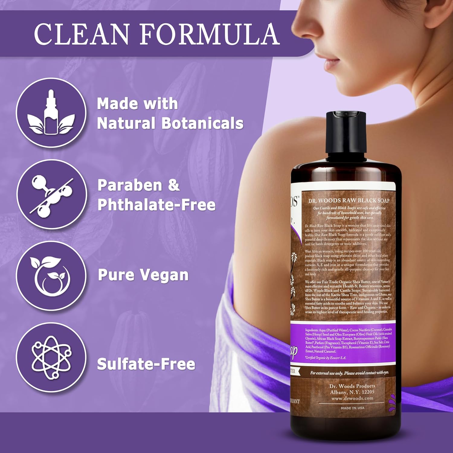 Dr. Woods Pure Almond Liquid Castile Soap With Pump, 32 Ounce : Beauty & Personal Care