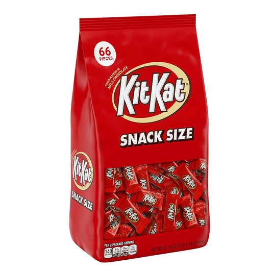 Kit Kat Milk Chocolate Wafer Snack Size, Candy Bag, 32.34 Oz (66 Pieces)