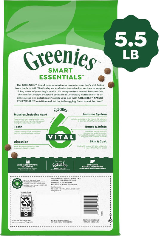 Greenies Smart Essentials Small Breed Adult High Protein Dry Dog Food Real Chicken & Rice Recipe, 5.5 Lb. Bag