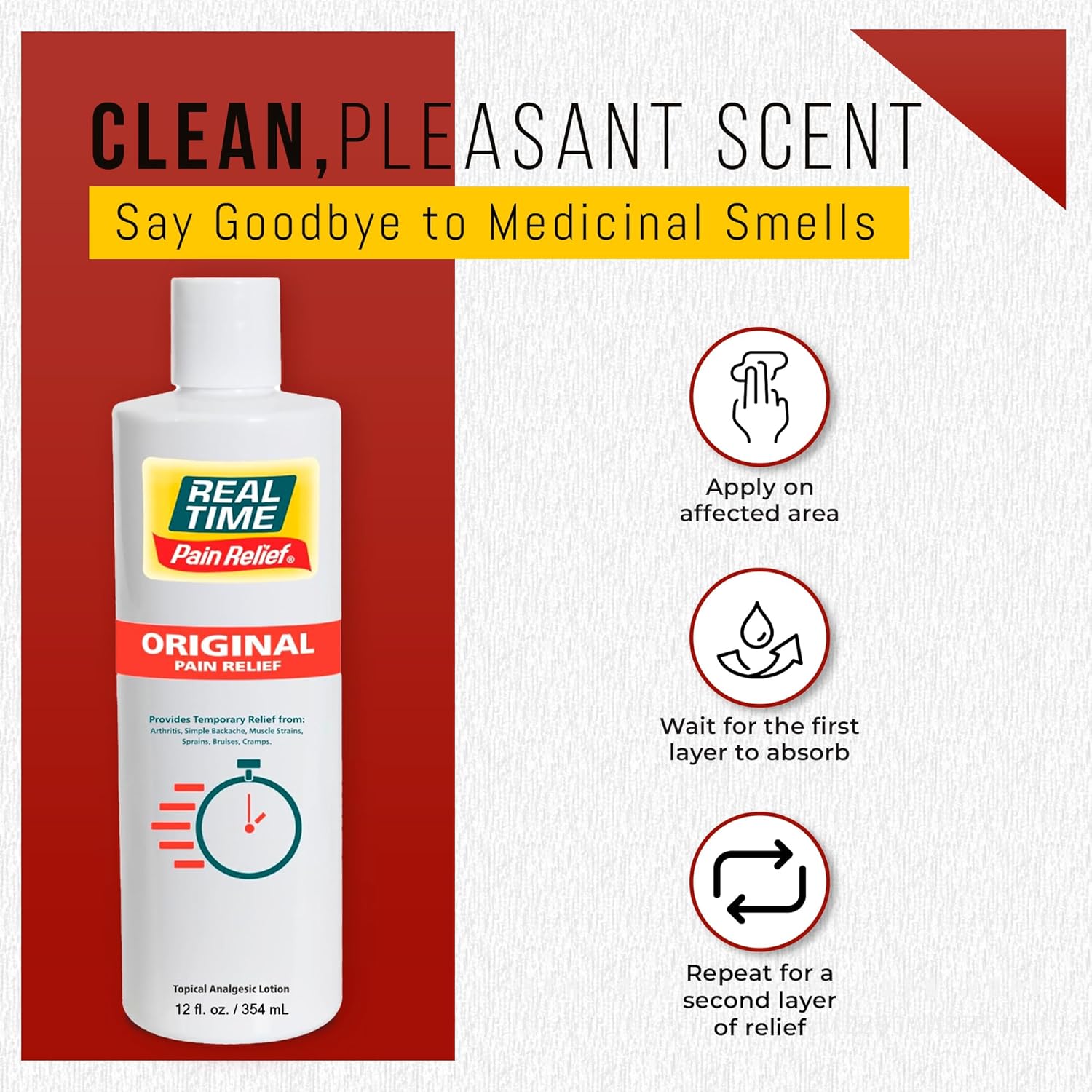 Real Time Pain Relief Cream 12Oz Bottle | 17 Natural Ingredients: 1.25% Menthol, Arnica & Msm | Muscle Strain & Joint Discomfort Relief For Arthritis, Cramps, Sprains, Bruises, Hands, Back & Knee Pain : Health & Household