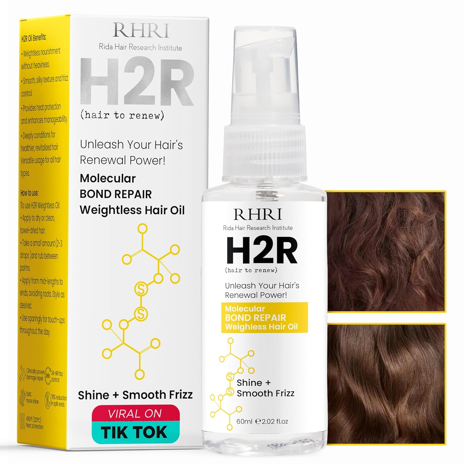 Ghost Hair Oil For Damaged, Curly Hair - Weightless Smoothing Oil With Uv/Heat Protection, Frizz Control, Mega Shine, And Split End Repair