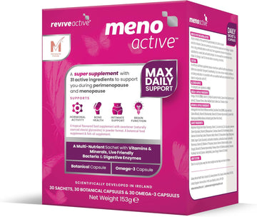 Meno Active Supplement - Support For Menopause And Post-Menopause - Multi-Nutrient Sachet With Vitamins & Minerals, Omega-3 & Botanical Capsule Support For Women - 30 Day Supply