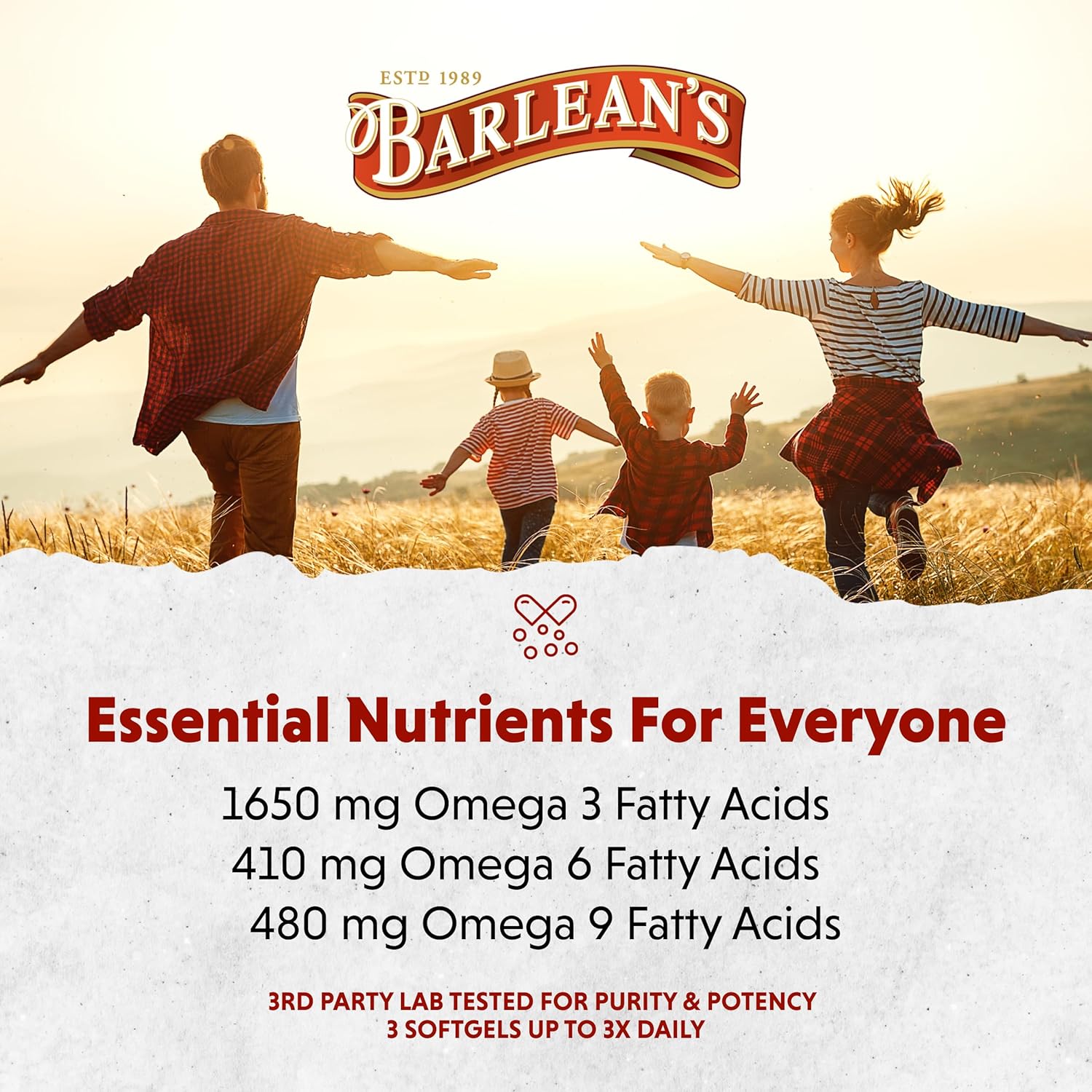 Barlean'S Omega 3 6 9 Flaxseed Oil Supplements, Cold-Pressed Flax Seed Supplement Softgels With 1650 Mg Ala Fatty Acids, 100 Count : Health & Household
