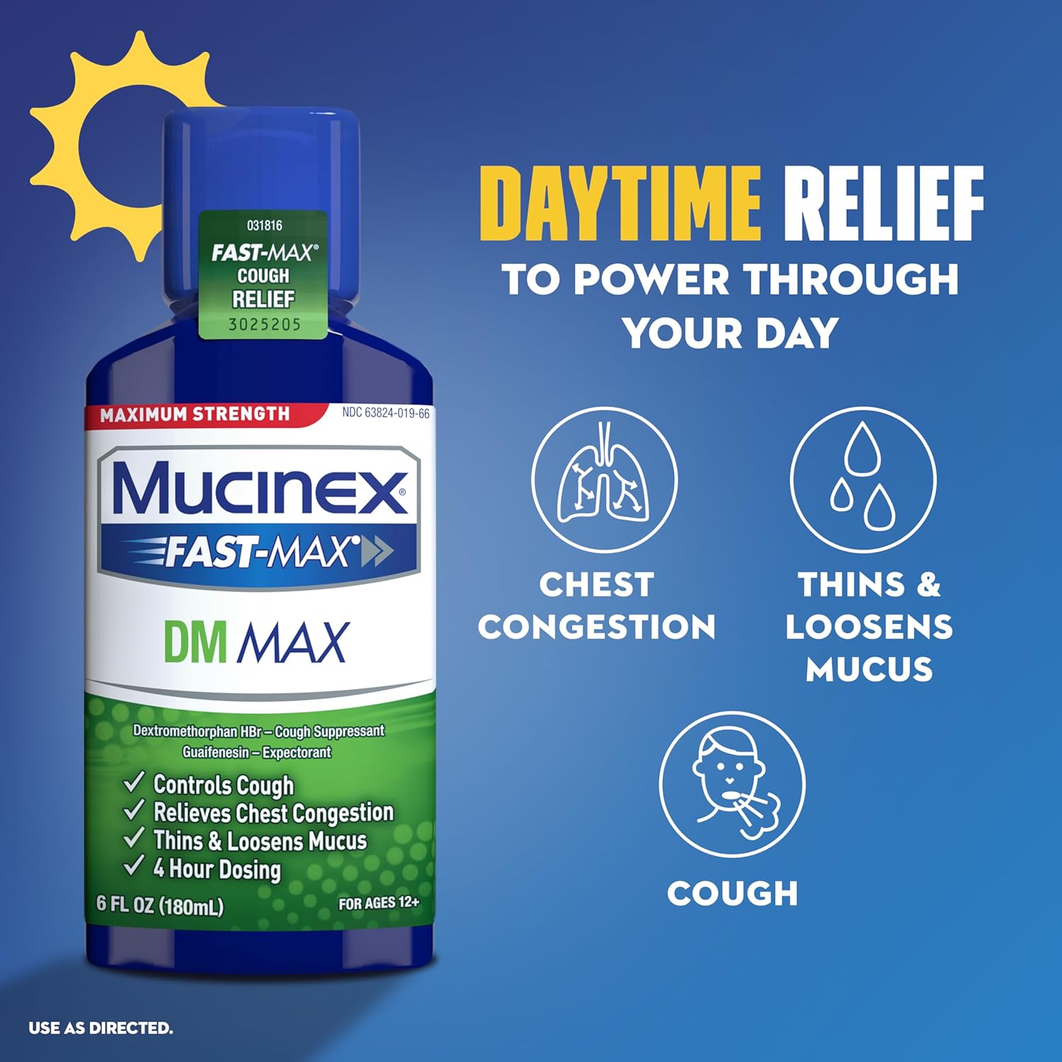 Maximum Strength Mucinex Fastmax Dm Max & Mucinex Nightshift Cold & Flu Liquid (2 X 6 Fl. Oz.) Thins & Loosens Mucus, Relieves Cough & Chest Congestion, Pain, Fever, Sneezing, Sore Throat, Runny Nose : Health & Household