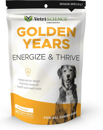 VetriScience Golden Years Energize and Thrive Complete Daily Multivitamin with BCAAs for Senior Dogs, Chicken, 60 Chews