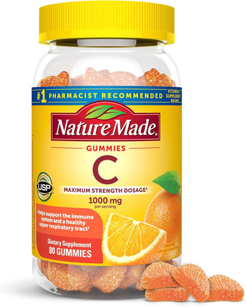 Nature Made Maximum Strength Dosage Vitamin C 1000Mg Per Serving, Immune Support Vitamin C Gummies For Adults, 80 Vitamin C Gummies, 20 Day Supply