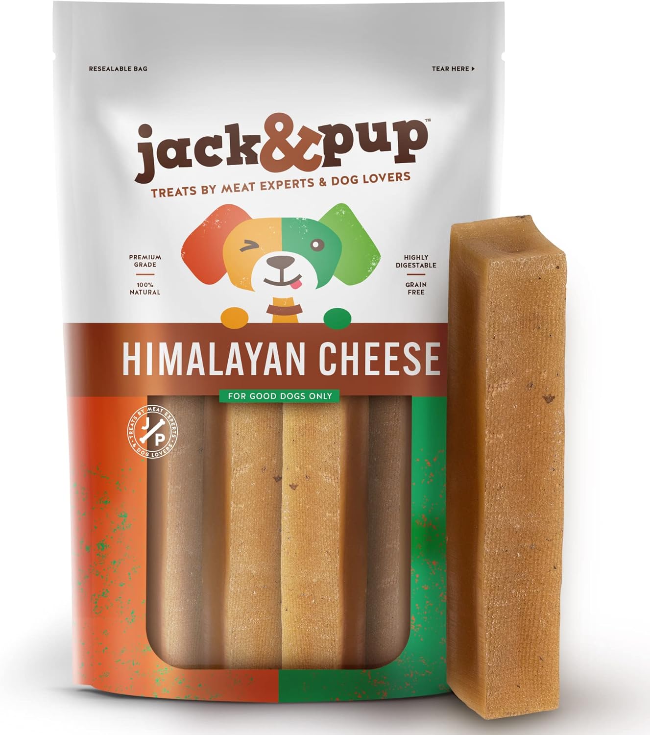 Jack&Pup Yak Cheese Himalayan Dog Chews | Dog Yak Chews for Large Dogs Aggressive Chewers | Hard Yak Cheese Stick (9oz, 3 Pack)