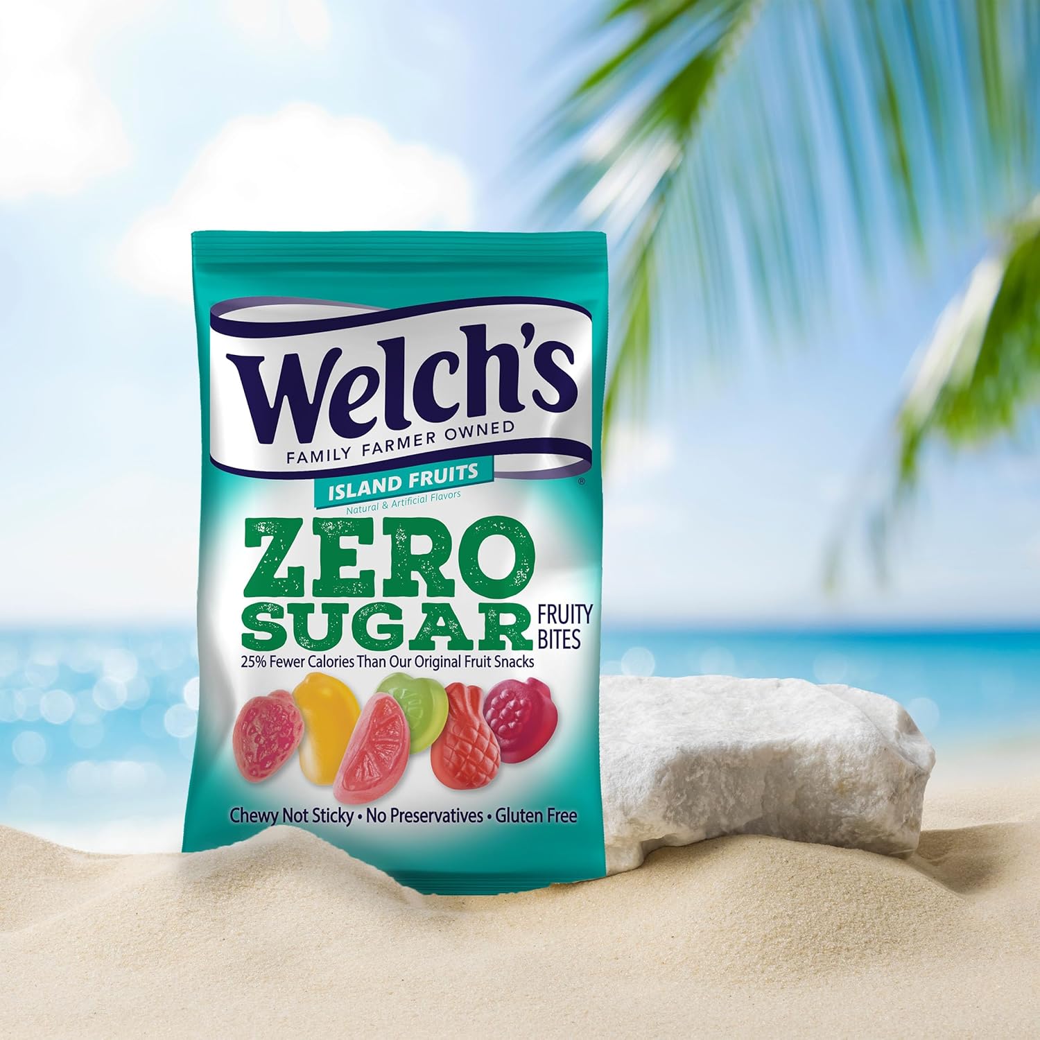 Welch’s Fruit Snacks, Zero Sugar Fruity Bites, Perfect for School Lunches, Island Fruit, Gluten Free, 3 oz (Pack of 1)