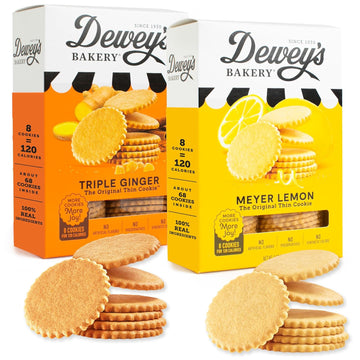 Dewey'S Bakery Meyer Lemon & Triple Ginger Moravian Style Thin Cookies Duo Pack | No Artificial Flavors, Synthetic Colors Or Preservatives | Baked In Small Batches | 9Oz (Pack Of 2)