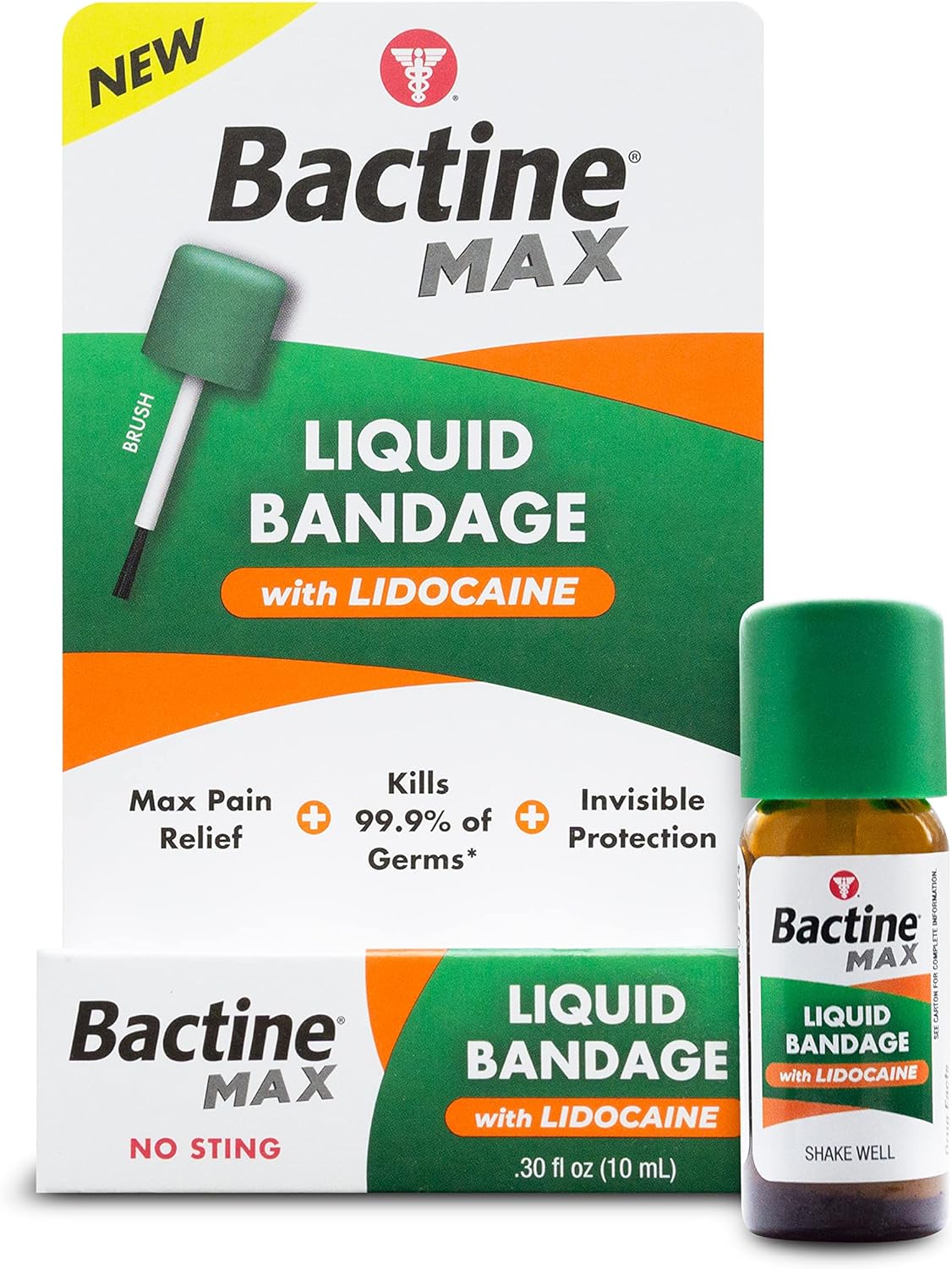 Bactine Max Liquid Bandage With Lidocaine - Wound Cleaning Liquid Bandage For Skin - Kills 99% Of Germs, Covers, Protects - Skin Glue For Wounds - .30 Fl. Ounce