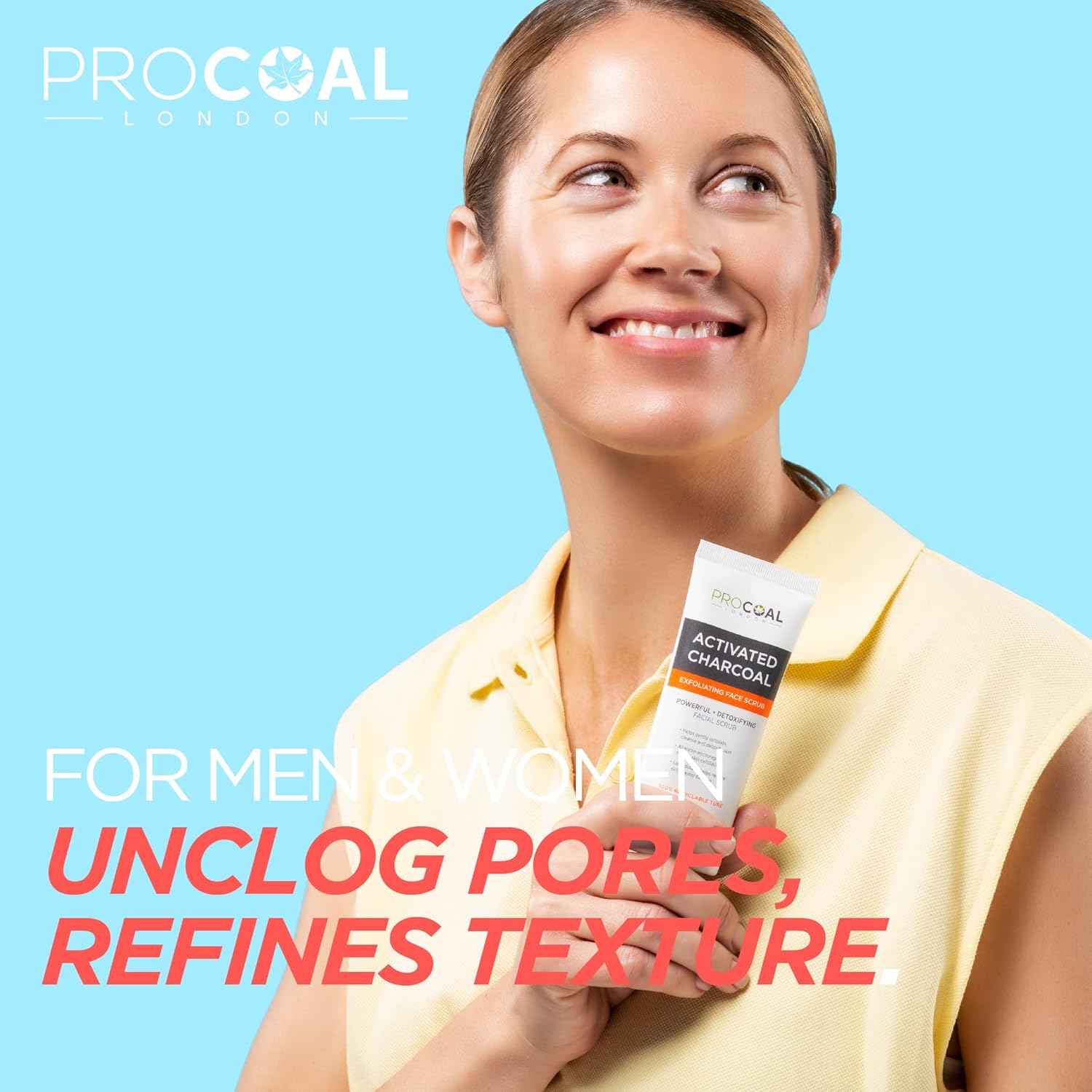 Face Scrub, Premium Exfoliating Charcoal Face Scrub 70ml by PROCOAL - Instantly Reveals Skin's Natural Radiance, Exfoliating Scrub & Charcoal Face Wash Combined For Men & Women - Made in UK : Amazon.co.uk: Beauty
