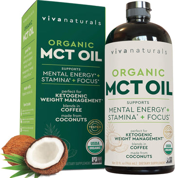 Viva Naturals Organic Mct Oil For Keto Coffee  Best Mct Oil Supplement To Support Energy And Mental Clarity, Usda Organic, Non-Gmo And Paleo Certified & Keto Friendly