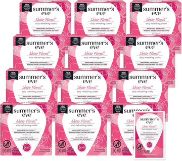 Summer'S Eve Sheer Floral Daily Refreshing Feminine Wipes, Removes Odor, Ph Balanced, 16 Count, 12 Pack