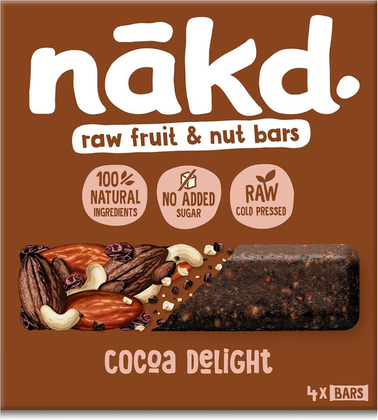 Nakd Cocoa Delight Natural Fruit & Nut Bars - Vegan - Healthy Snack - Gluten Free - 35g x 48 bars : Amazon.co.uk: Grocery