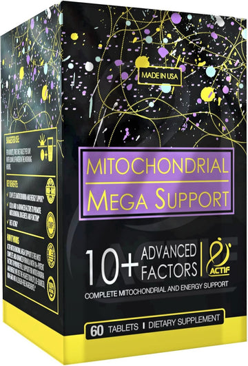 Actif Mitochondrial Mega Support With 10+ Advanced Factors - Non Gmo, Fast Acting, Mitochondria And Energy Support, Made In Usa, 60 Count