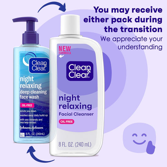 Clean & Clear Night Relaxing Deep Cleaning Face Wash, 8 Fluid Ounce