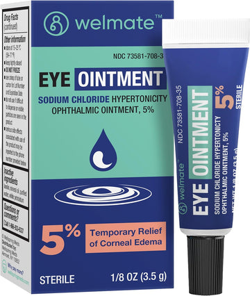 Welmate - Eye Ointment - Sodium Chloride Hypertonicity Ophthalmic Ointment 5% - Temporary Relief Of Corneal Edema Eye Symptoms - Sterile - Eye Care & Personal Care Products - 1/8 Oz (3.5 G)